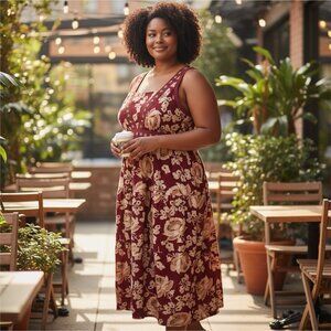 Only Necessities Floral Sundress Sleeveless Size‎ 1X Summer Resort Beach